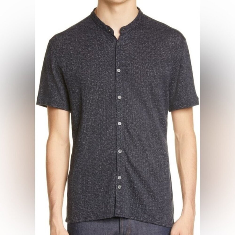 John VARVATOS spatter print button-up knit shirt in XXL. NWT
